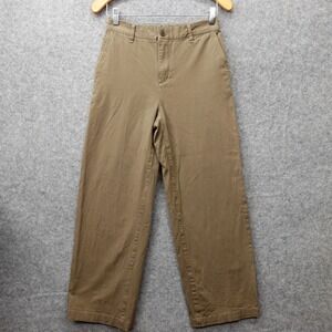 Muji Wide Leg Chino Pants Womens S Beige Easy Stretch Trousers Minimalist 27x28